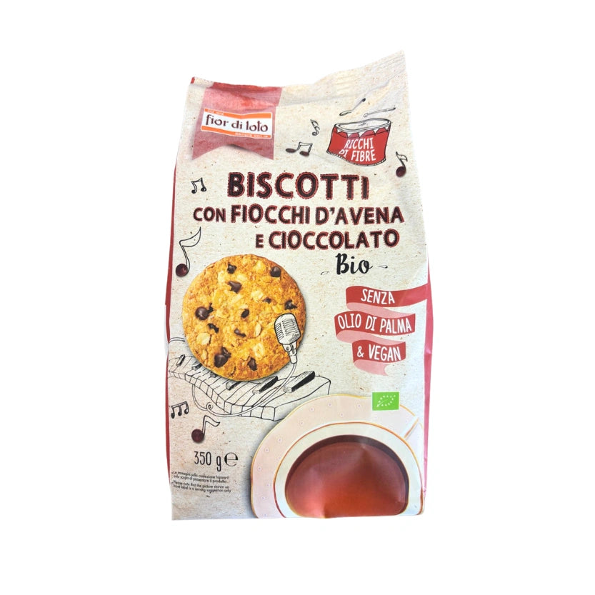 BISCOTTI CON FIOCCHI D'AVENA E CIOCCOLATO FIOR DI LOTO 350GR