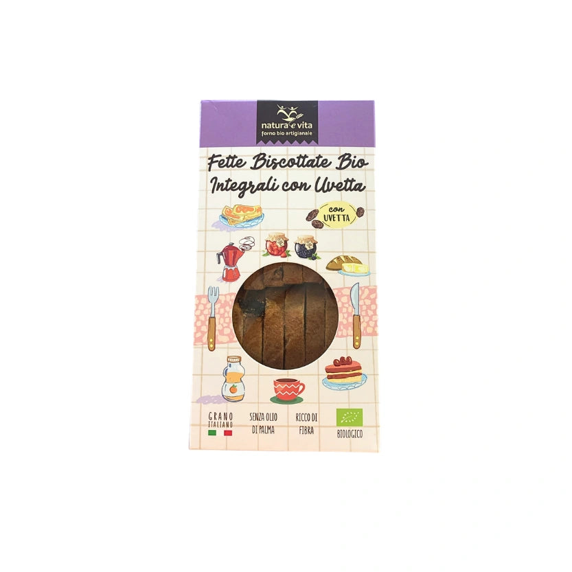 FETTE BISCOTTATE INTEGRALI CON UVETTA NATURA E VITA 250GR